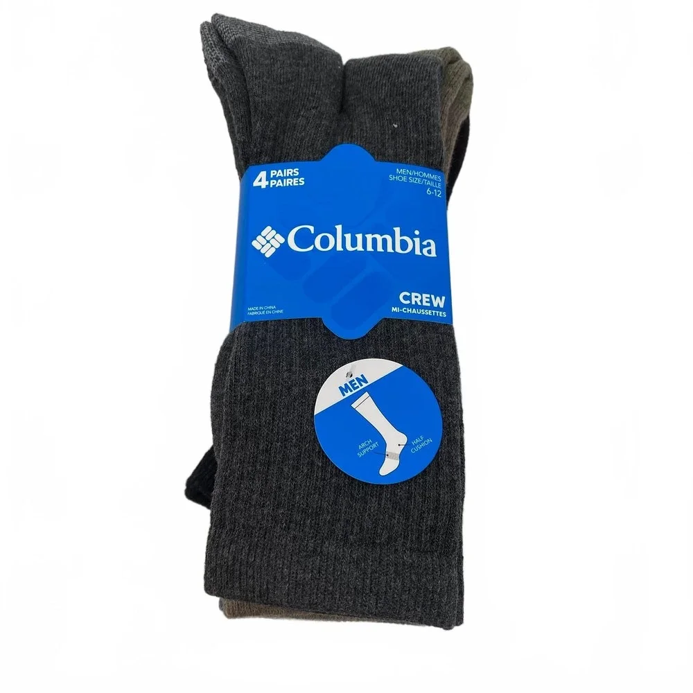 Columbia Black/Gray Cotton Blend Crew Socks | One Size Regular